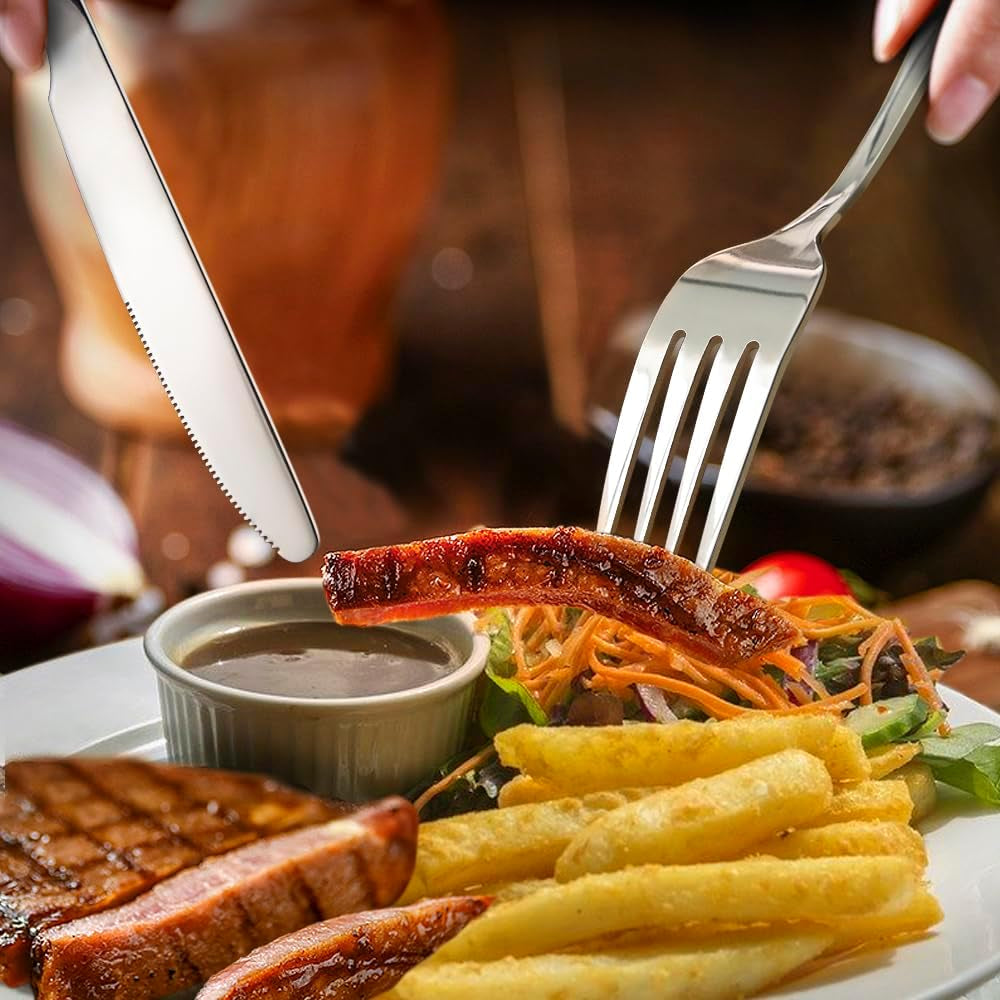 Dinner Forks Set, Food-Grade 18/8 Stainless Steel Forks Silverware, Mirror Polished, Dishwasher Safe - Set of 12, 8 Inches