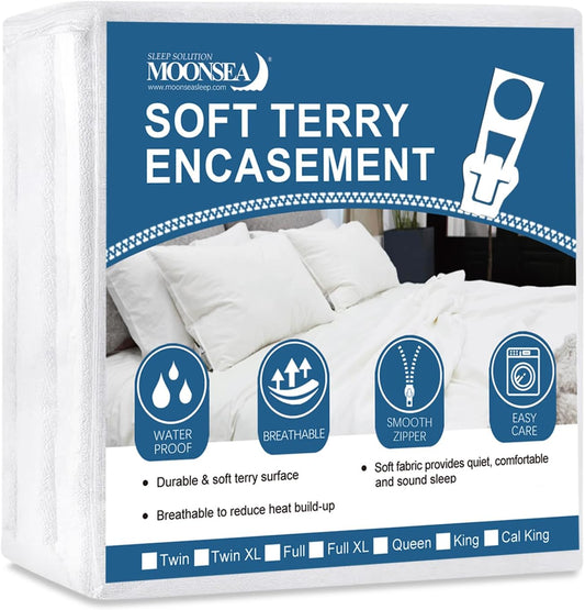 Queen Mattress Protector Zippered (10/11/12/13/14 Inchs), Soft Terry Surface Mattress Encasement, 6-Side Waterproof Mattress Cover for Kids, Well Zipper, Noiseless, for Queen Mattress 60 * 80