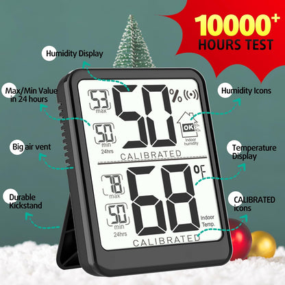 Room Thermometer, Digital Small Hygrometer Indoor Thermometer Humidity Gauge, Temperature Humidity Meter with Max/Min Record Monitor Sensor for Home, Plants - Battery Included