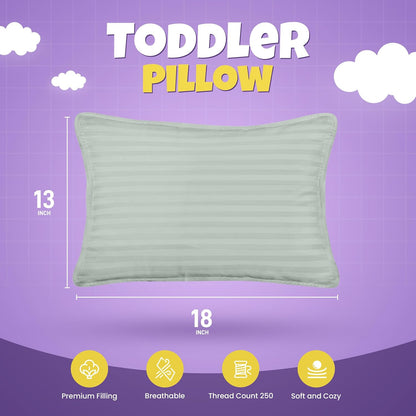 Toddler Pillow (Light Grey, 2 Pack) 13X18 Pillows for Sleeping, Soft and Breathable Cotton Blend Shell, Small Kids Pillow Perfect for Toddler Bed and Travel (Intended for Age 2 and Up)