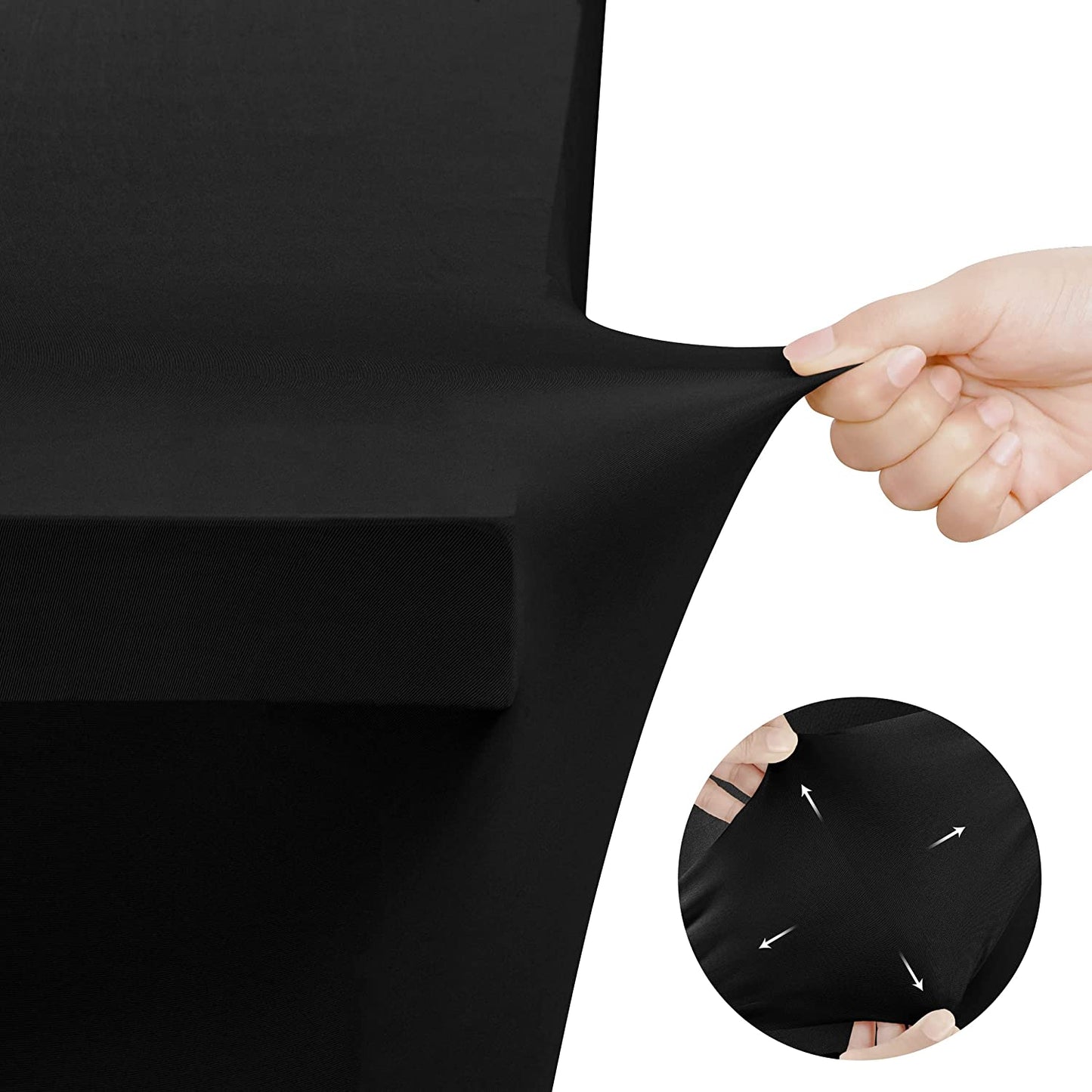 Spandex Tablecloth 2 Pack [6FT, Black] Tight, Fitted, Washable and Wrinkle Resistant Stretch Rectangular Patio Table Cover for Event, Wedding, Banquet & Parties [72Lx30Wx30H Inch]