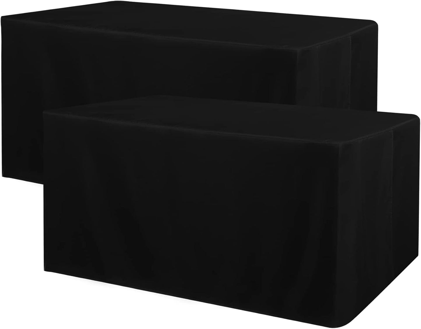 Black Tablecloth Fitted for 6Ft Rectangle Table - Water Resistant Polyester Table Cover for Indoor/Outdoor Use, 72X30 Inches