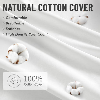 18X18 Pillow Inserts,Set of 2 100% Virgin Microfiber with Cotton Cover Throw Pillows for Couch Sofa and Bed