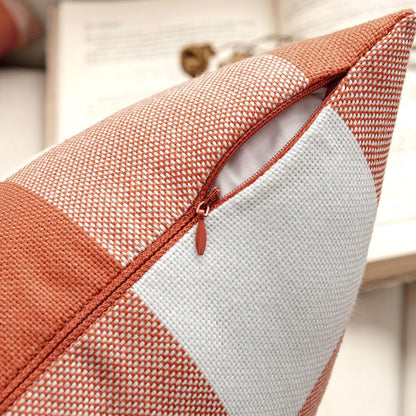 Fall Throw Pillow Covers Pack of 2 Decorative Classic Farmhouse Buffalo Check Plaids Polyester Linen Soft Cushion Case for Couch Sofa Bedroom Outdoor 18 X 18 Inch, Burnt Orange