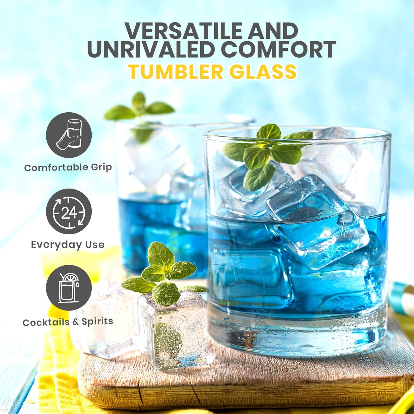 Clear Plastic Drinking Glasses - Pack of 6 (3 Each 12 Ounce & 16 Ounce Plastic Glasses Drinking) - Tumblers or Cups Reusable & Bpa-Free for Water, Juice & Other Drinks