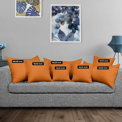 Throw Pillows Insert (Pack of 2, Orange) - 16 X 16 Inches Bed and Couch Pillows - Indoor Decorative Pillow