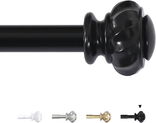 Curtain Rods for Windows 16.2 to 59.4 Inch, 3/4 Inch Black Curtain Rod, Adjustable Heavy Duty Drapery Rod, Modern Curtains Rods for Bedroom with Easy Install Design, Matte Black