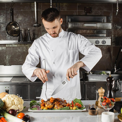 8 Inch Chef Kitchen Knife Cooking Knife Carbon Stainless Steel with Sheath and Ergonomic Handle Chopping Meat for Professional Use Black