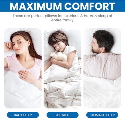 Bed Pillows for Sleeping (White), Queen Size, Set of 2, Hotel Pillow, Cooling Pillows for Side, Back or Stomach Sleepers