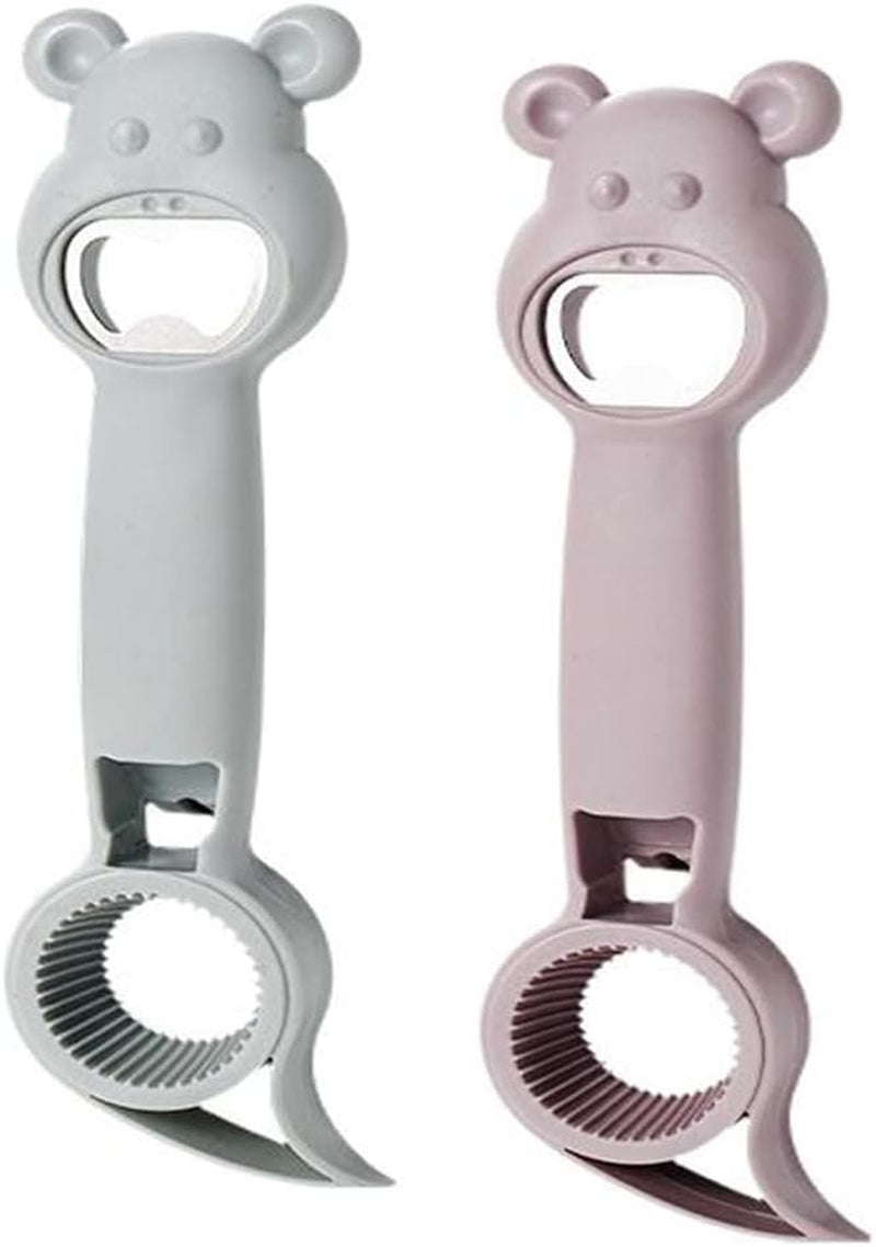 New 4 in 1 Multi Function Can Opener Bottle,Multi Kitchen Tool for Jelly Jars,Wine, Beer and Other,Bottle Opener to Protect the Nail Use for Children,Elderly and Arthritis Sufferers (2Pcs)