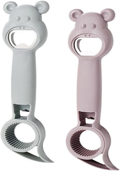 New 4 in 1 Multi Function Can Opener Bottle,Multi Kitchen Tool for Jelly Jars,Wine, Beer and Other,Bottle Opener to Protect the Nail Use for Children,Elderly and Arthritis Sufferers (2Pcs)