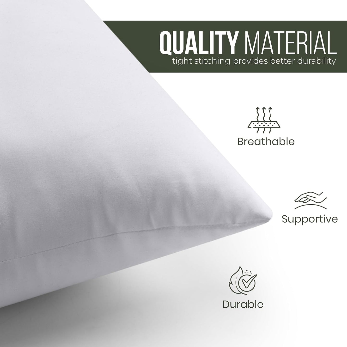 Decorative Throw Pillow Insert (18 X 18 Inches, White) – Set of 1, Ideal for Sofa, Couch, and Bed