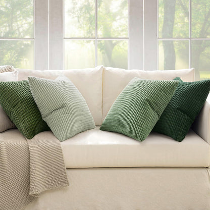 Sage Green Corduroy Pillow Covers 18x18 Inch Set of 4 - Boho Farmhouse Modern Nordic Decor for Couch, Bed, and Living Room
