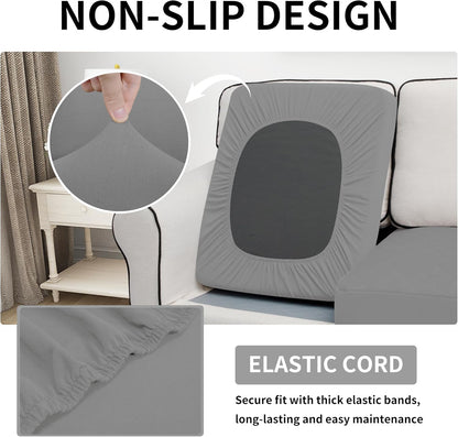 Waterproof Chair Cushion Cover, Non-Slip Leakproof Sofa Seat Cushion Slipcovers, Quilted and Stretch Furniture Protector for Dogs, Pets (1-Piece Chair Cushion, Grey)