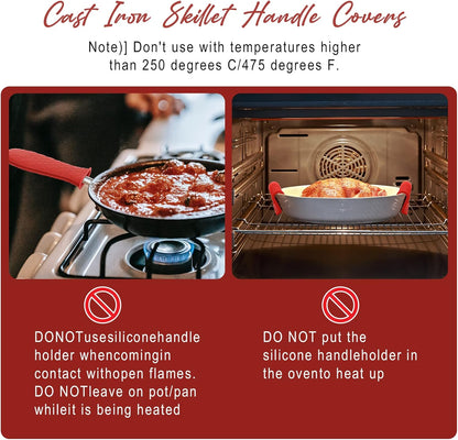 Cast Iron Handle Covers, 6 Pack Heat Resistant Silicone Handle Covers for Cast Iron Skillets and Pans