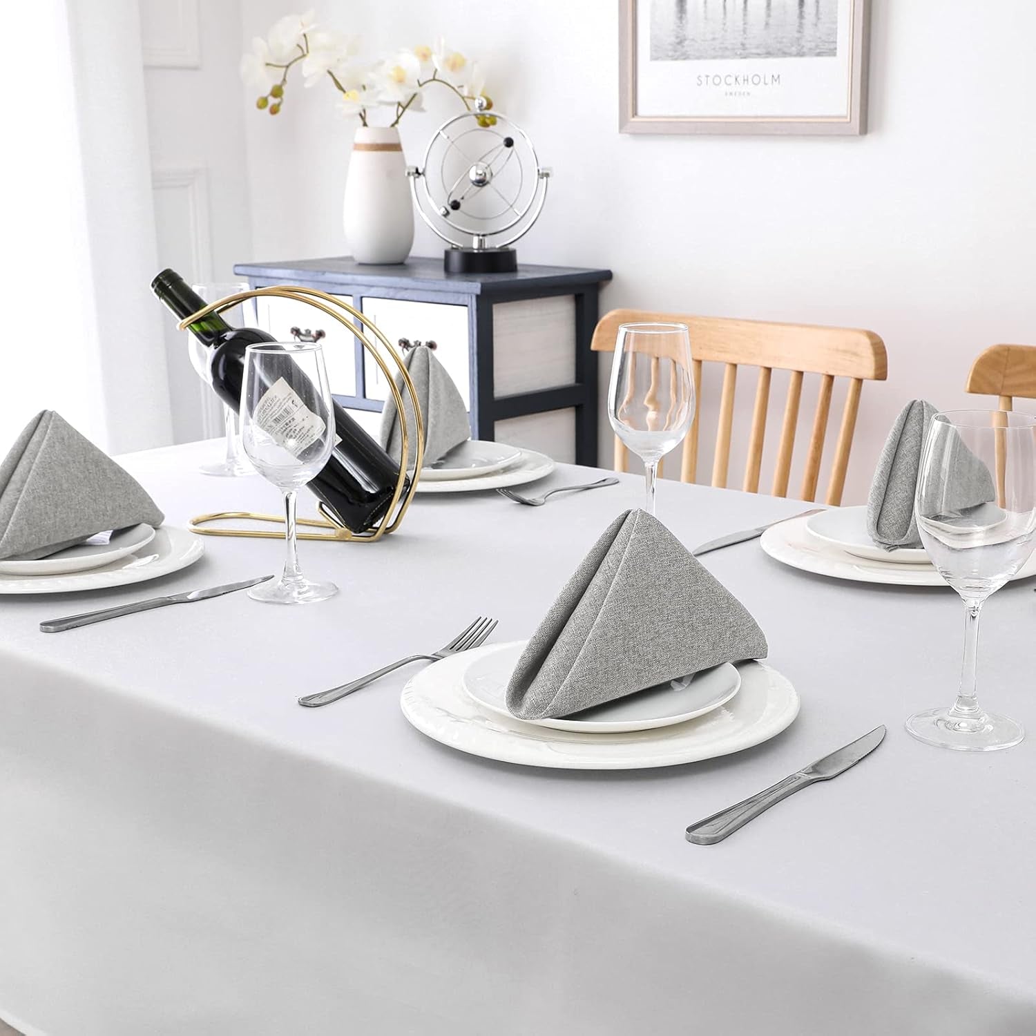 Linen Textured Cloth Napkins Set of 12 (18" X 18") Linen Textured Dinner Napkins Waterproof Extra Soft Thick Durable Reusable Napkins with Hemmed Edges, Heather Gray