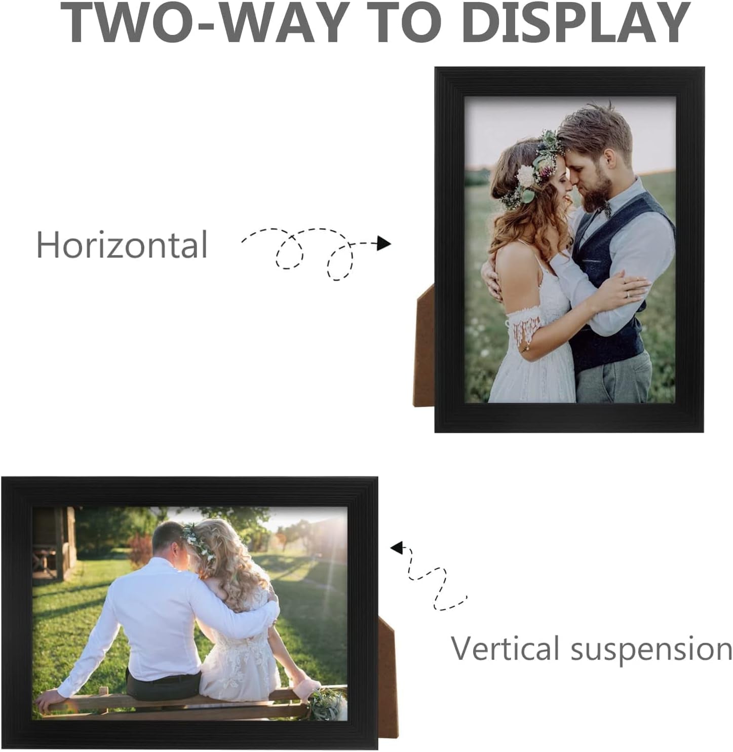 2 Pack 5X7 Picture Frame, Black for Wall and Tabletop Display, Resistant Plastic with Clear Plexiglass for Vertical or Horizontal Display