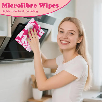 6PCS Pink Oven Mitts and Pot Holders Towels Set,Heat Resistant with Non-Slip Silicone Surface Baking Gloves,Applies to Grilling and Cooking Cute Kitchen Accessories and House Decor