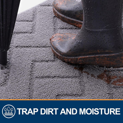 Indoor Door Mat, 32X20, Dirt Resistant and Absorbent, Sturdy Non-Slip Rubber Backing, Easy to Clean, Washable Low-Profile Doormat for Entryway, Grey