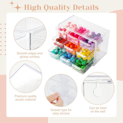 Small Drawer Organizer, Small Clear Plastic Storage Drawers, Mini Ducks, Silicone Beads, Teacher Toolbox, Bead Organizer, Box for Office Home Room Jewelry Cosmetics