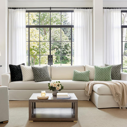 Grey Faux Fur Decorative Throw Pillow Covers 18X18 Inch Set of 2 Super Soft Cozy Plush Cushion Cases Luxury Fluffy Pillowcases for Sofa Couch Bed Living Room