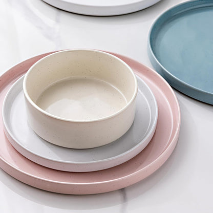 12-Piece Speckled Dinnerware Set for 4, Chip and Scratch Resistant Stoneware Plates and Bowls with Glazed Bottom, Dishwasher and Microwave Safe, Multi-Color