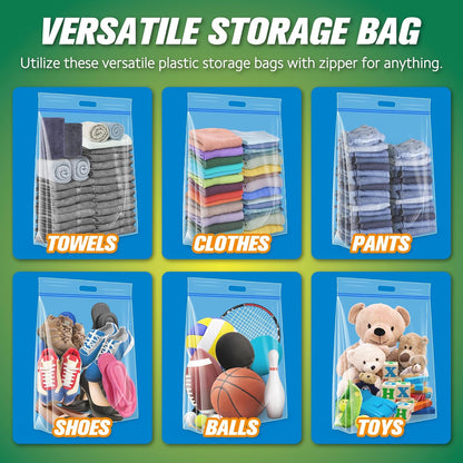 25 Gallon Jumbo Storage Bags, 35” X 24” Resealable Clear Bags with Handle, Extra Large XL Heavy Duty for Clothes Pillow Travel Moving, Pack of 3