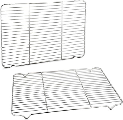 Cooling Baking Rack Pack of 2, Stainless Steel Cooling Racks for Cooking Baking Roasting Grilling Drying, Dense Wires & Smooth Edge, Easy to Clean, Silver, 16.6" X 11.5"