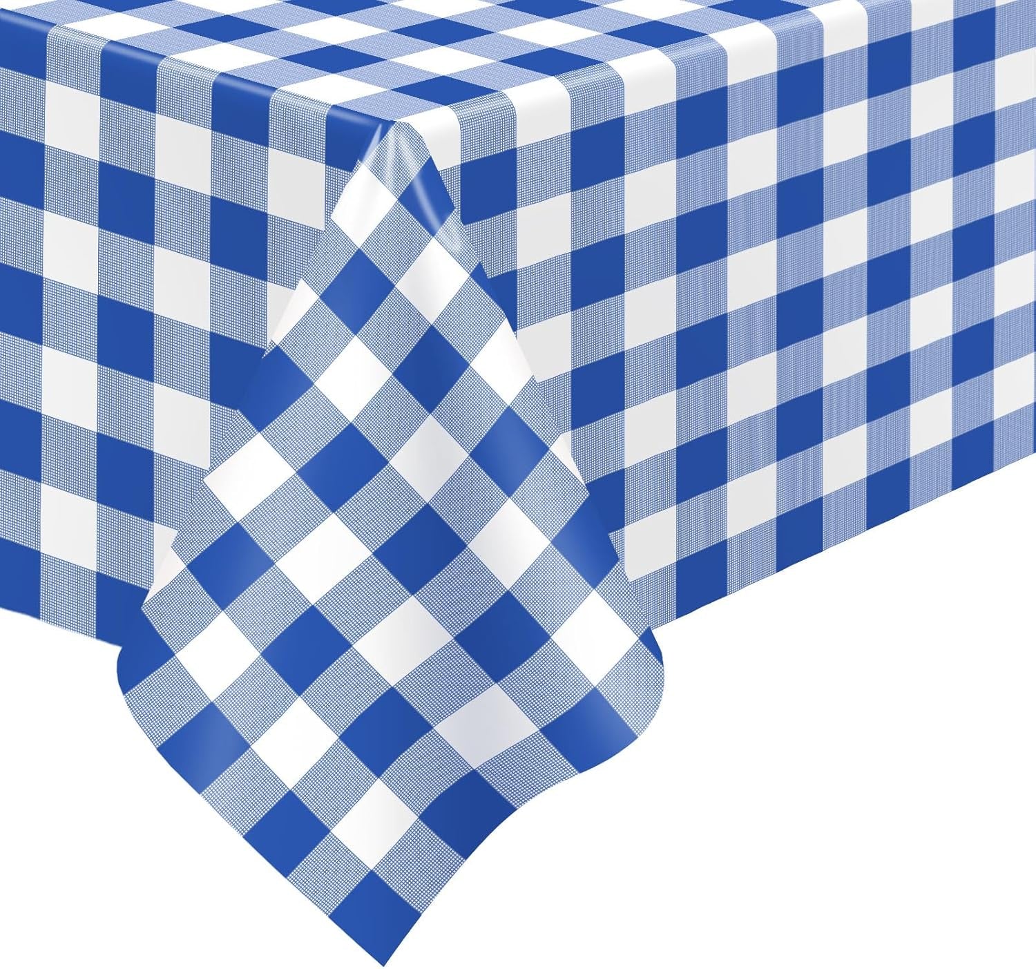 2 Pack Blue Gingham Tablecloth, 54 X 108 Inches Blue and White Checkered Tablecloths Plastic Table Cloth Disposable Picnic Tablecovers for Rectangle Table