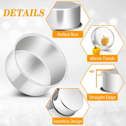 Cake Pan Set of 4, Stainless Steel Baking round Cake Pans Tins Bakeware for Birthday Wedding, Leak-Proof & Easy Clean, Mirror Finish & Easy Releasing, 4 Inch