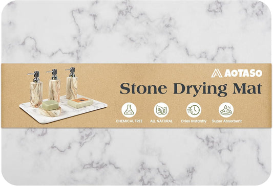 13.8 x 17.7 Inch Super Absorbent Marble Stone Drying Mat for Kitchen Counter - Quick Dry Diatomaceous Earth Dish Mat (1 Piece)