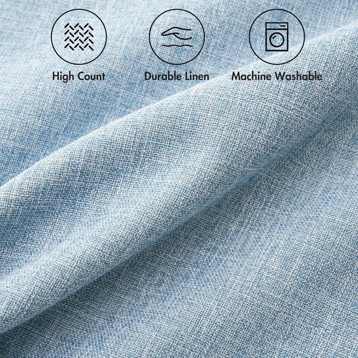 Pack of 2 Decorative Linen Burlap Coastal Pillow Covers Farmhouse Boho Accent Pillowcases for Sofa Car Couch Bedroom Living Room Home Decor 18X18 Inch Light Blue