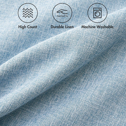 Pack of 2 Decorative Linen Burlap Coastal Pillow Covers Farmhouse Boho Accent Pillowcases for Sofa Car Couch Bedroom Living Room Home Decor 18X18 Inch Light Blue