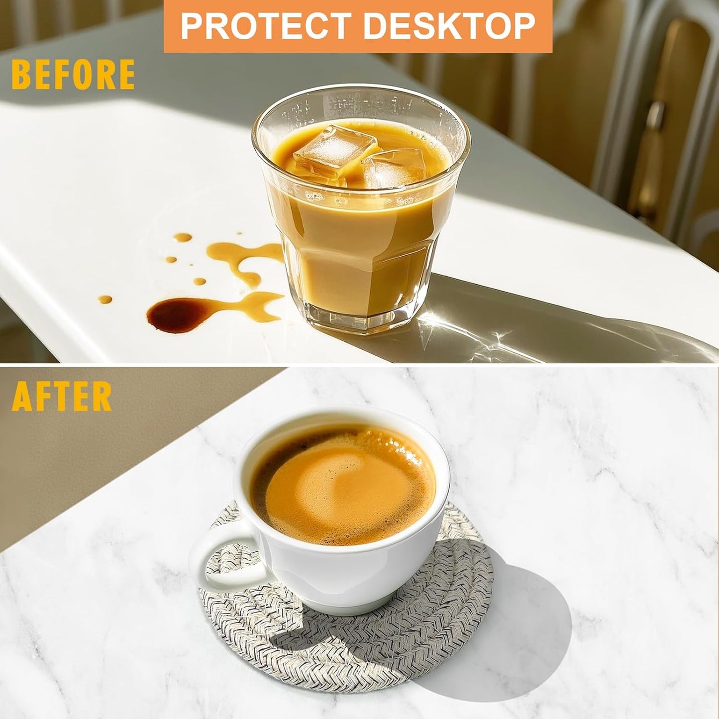 12 Pcs Handmade Woven Coasters for Drinks, Absorbent and Insulating Cotton Coasters with Seagrass Basket Holder Set, Boho Perfect for Coffee Table and Home Decor