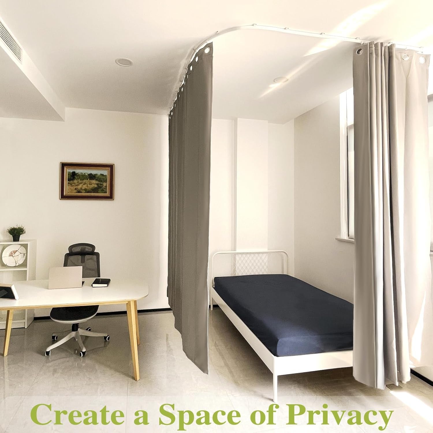 Flexible Ceiling Curtain Track, Ceiling Track for Curtains, Curtain Track Ceiling Mount, Curtain Rail, Ceiling Curtain Rod, Sliding Curtain Track System (8 Ft)