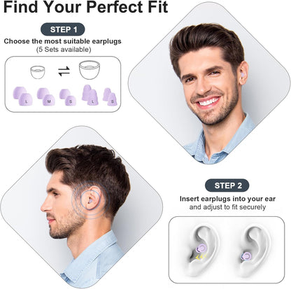Ear Plugs for Sleeping Noise Cancelling, Reusable Earplugs for Noise Reduction, Soft Silicone Hearing Protection Ear Plugs for Sleep, Work, Noise Sensitivity, Study, Snoring, Concert 30-35Db