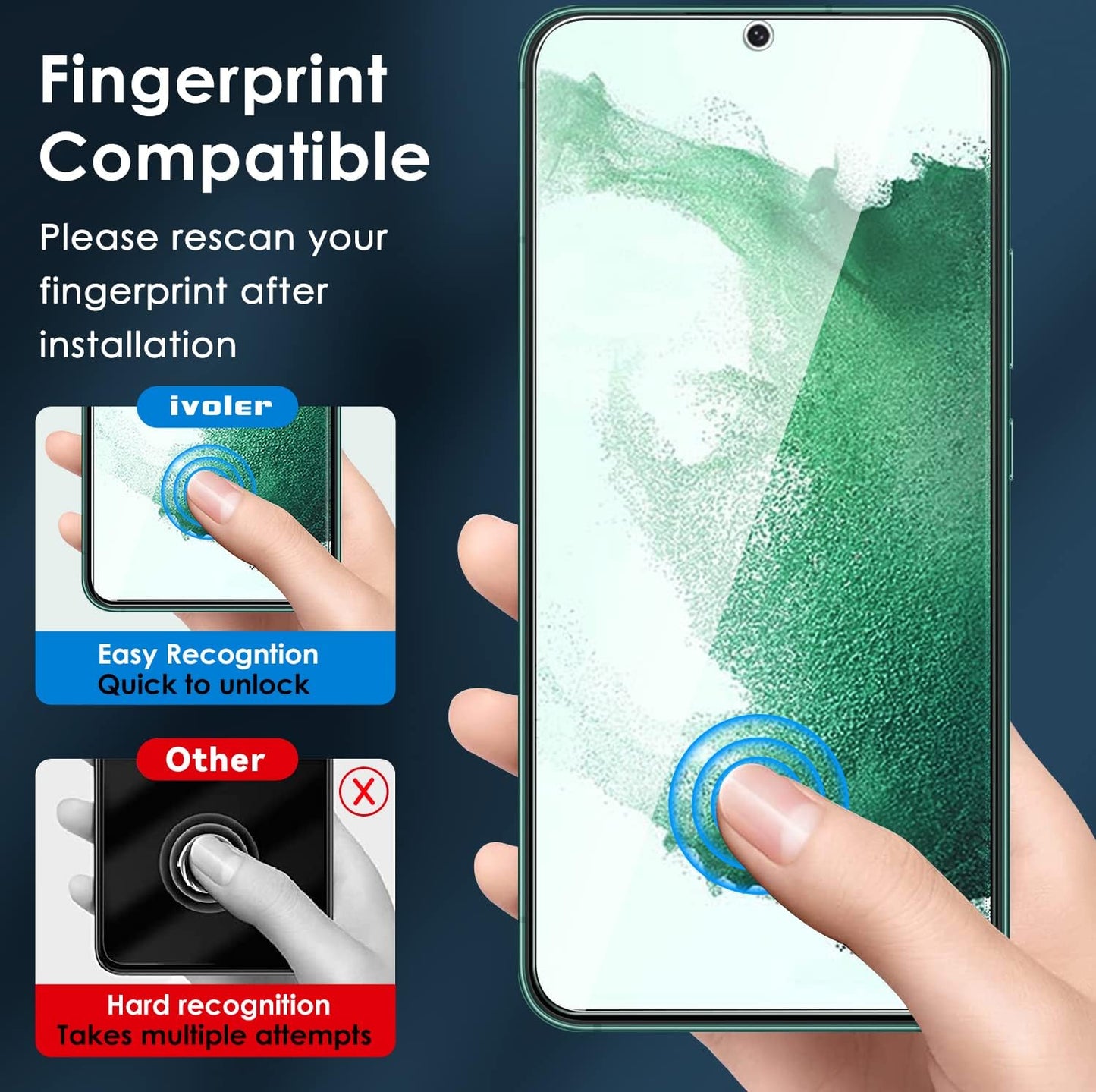 Pack of 2 Tempered Glass Compatible with Samsung Galaxy S22 5G (Not for S22 Plus), with [2 Pieces] Rear Camera Protectors and Free Installation Kit, Screen Protector Film