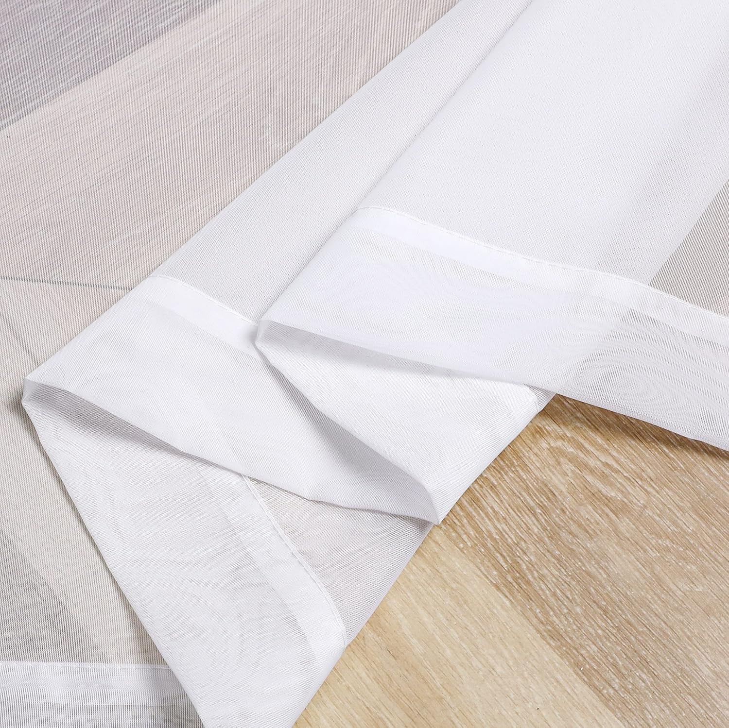 Sheer White Tier Curtains 24 Inch Length Set, Small Window Curtains Treatment for Bathroom/Living Room/Cafe/Basement, Short Voile Curtain Tiers 42In X 24In, Rod Pocket, 2 PCS