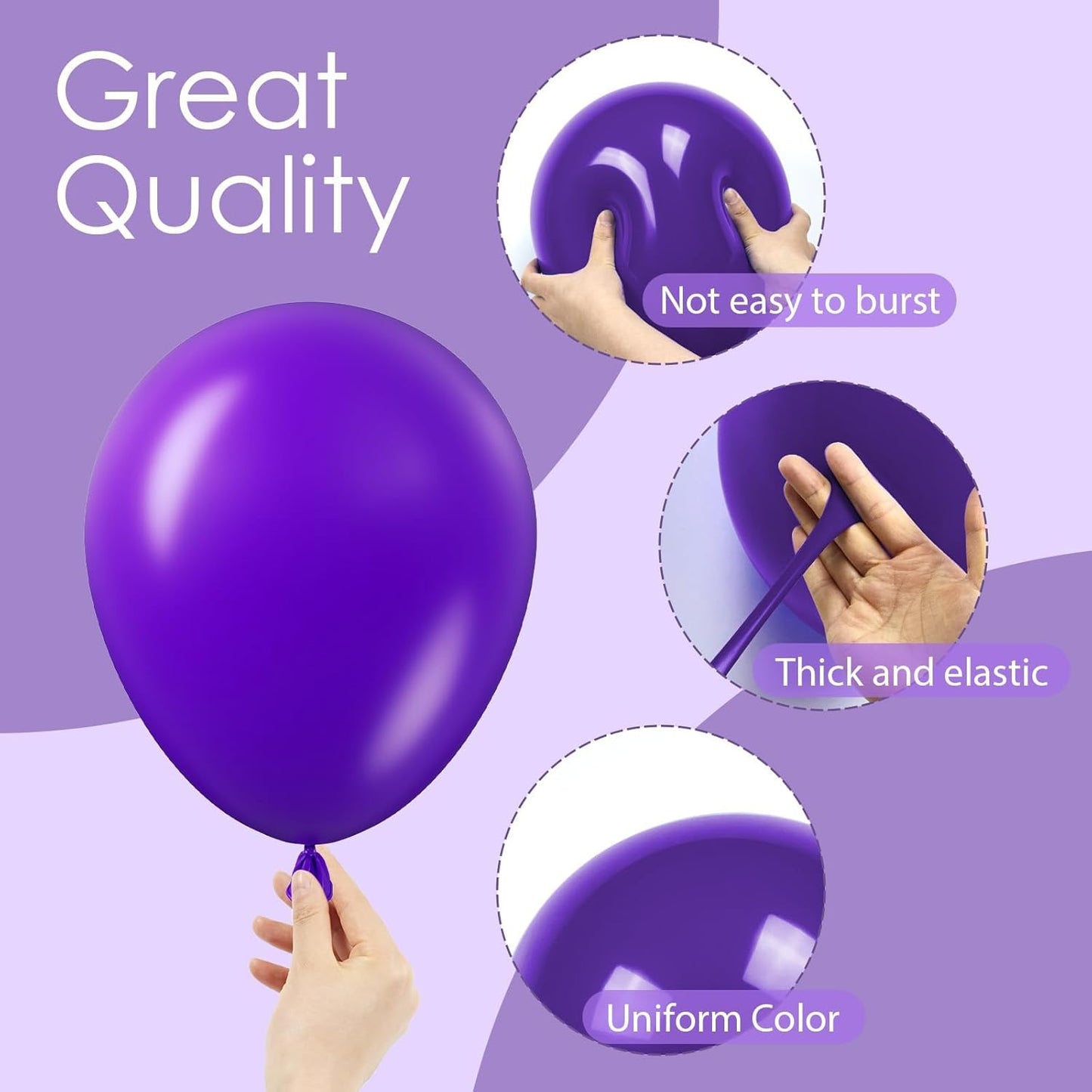 120Pcs Dark Purple Balloons, 18 12 10 5 Inch Purple Balloons Different Sizes Balloon Arch Kit for Graduation Birthday Wedding Baby Shower Party Decorations