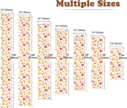 Fall Table Runner for Kitchen Dining Table, Thanksgiving Autumn Printed Harvest Pumpkins Maple Leaves Textured Fabric Halloween Holiday Home Decorations, Water-Proof, Washable, 13" W X 36" L