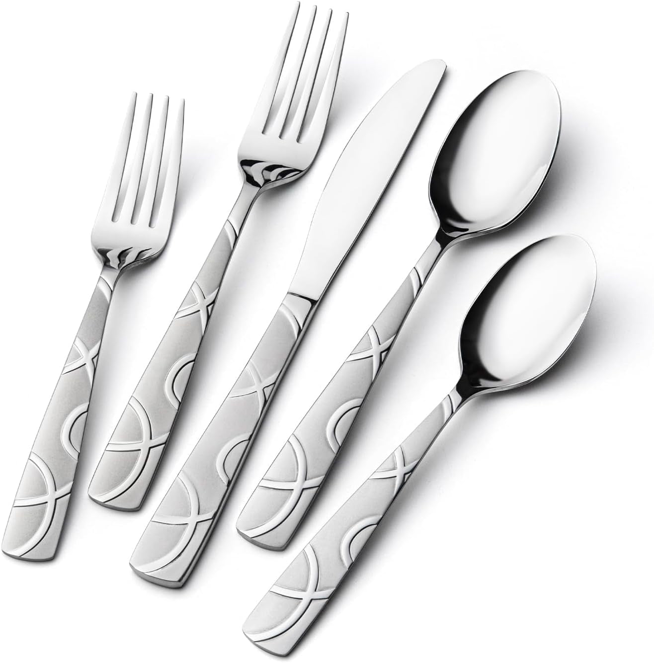 20-Piece Premium Stainless Steel Silverware Set for 4, Mirror Polished Flatware with Spoons, Forks, and Knives, Modern Kitchen Utensils