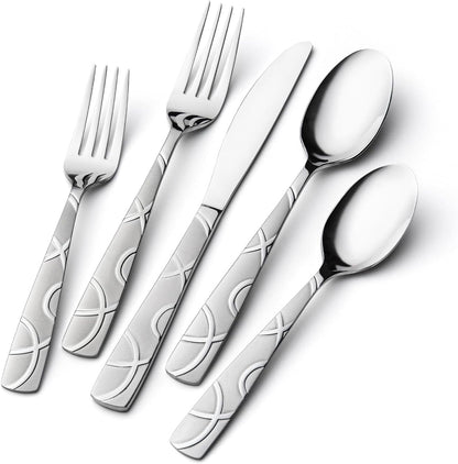 20-Piece Premium Stainless Steel Silverware Set for 4, Mirror Polished Flatware with Spoons, Forks, and Knives, Modern Kitchen Utensils