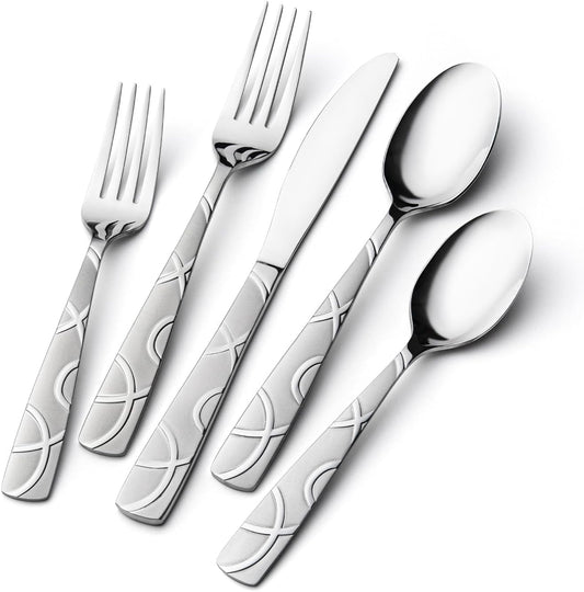 20-Piece Premium Stainless Steel Silverware Set for 4, Mirror Polished Flatware with Spoons, Forks, and Knives, Modern Kitchen Utensils