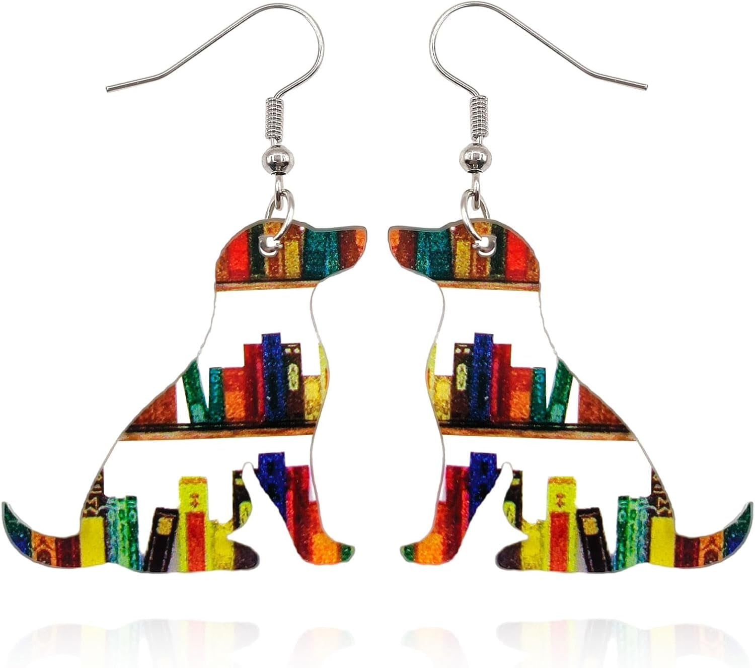 Bookcase Earrings, Book Dangle Earrings for Women Book Lover, Bookshelves Earrings Acrylic