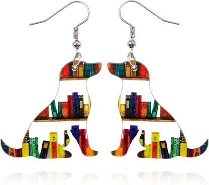 Bookcase Earrings, Book Dangle Earrings for Women Book Lover, Bookshelves Earrings Acrylic