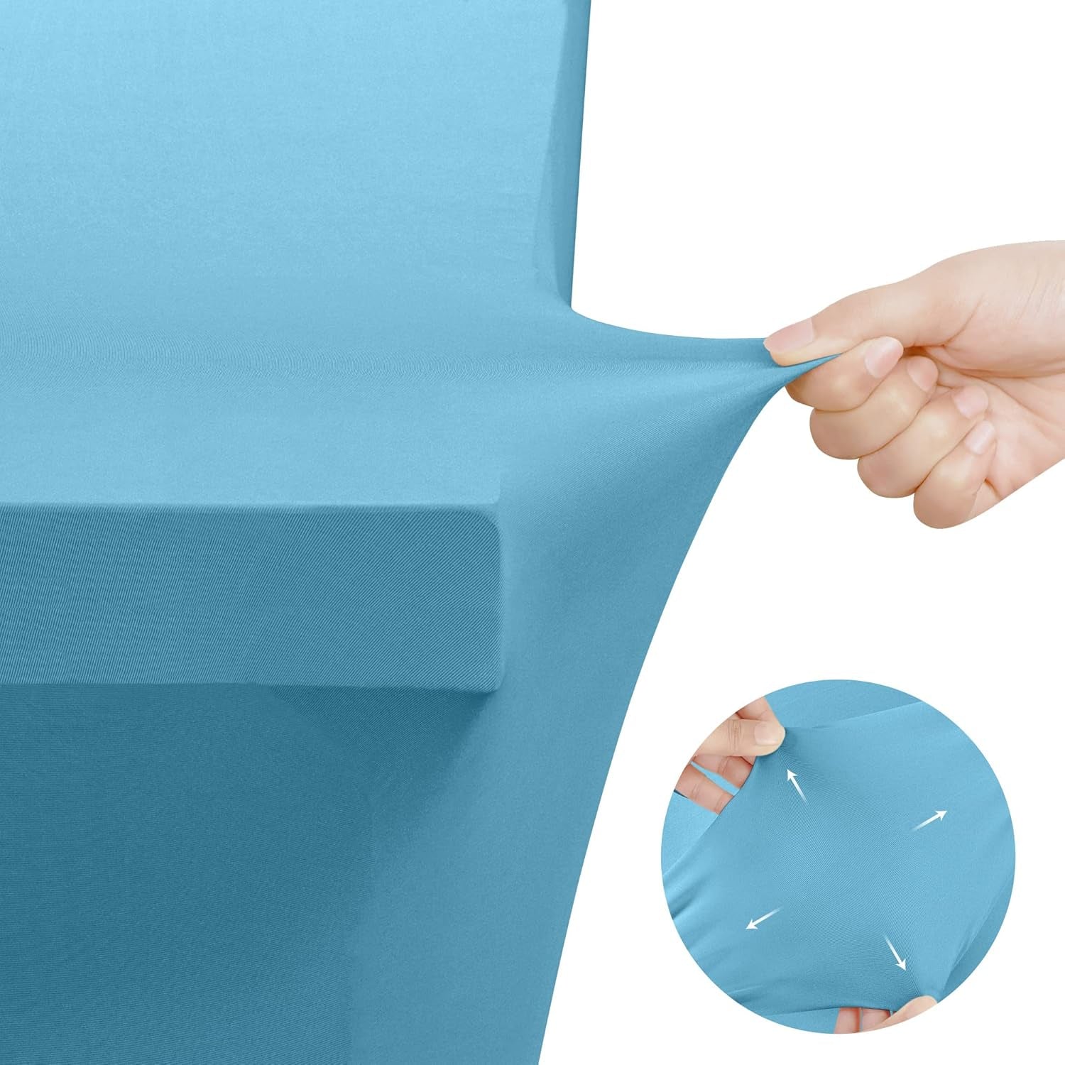 Spandex Tablecloth 2 Pack [6FT, Blue Mist] Tight, Fitted, Washable and Wrinkle Resistant Stretch Rectangular Patio Table Cover for Event, Wedding, Banquet & Parties [72Lx30Wx30H Inch]