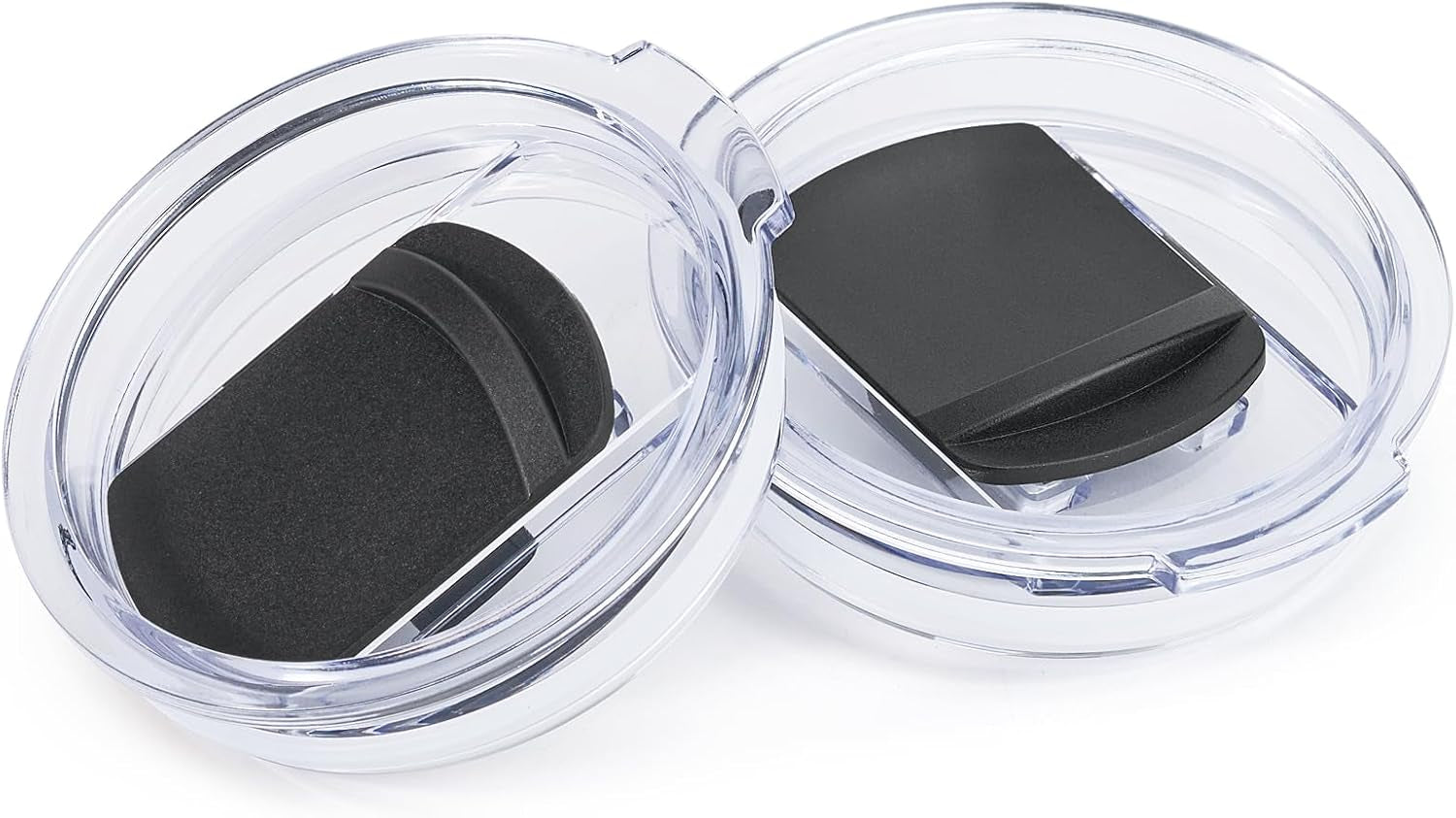Lid for  14Oz Mugs and 20Oz Tumblers Only, Spill and Splash Resistant Sliding Covers Replacement 2 Pack Black, Straw Friendly, BPA Free