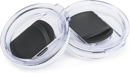Lid for  14Oz Mugs and 20Oz Tumblers Only, Spill and Splash Resistant Sliding Covers Replacement 2 Pack Black, Straw Friendly, BPA Free