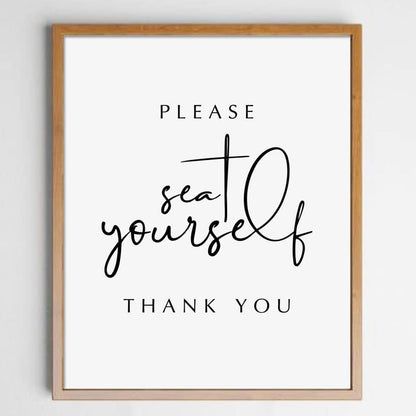 Please Seat Yourself, Bathroom Sign, Washroom Print, Bathroom Wall Decor, Funny Toilet Art, Restaurant Wall Decor, Funny Bathroom Art, 8X10 Inch,Unframed