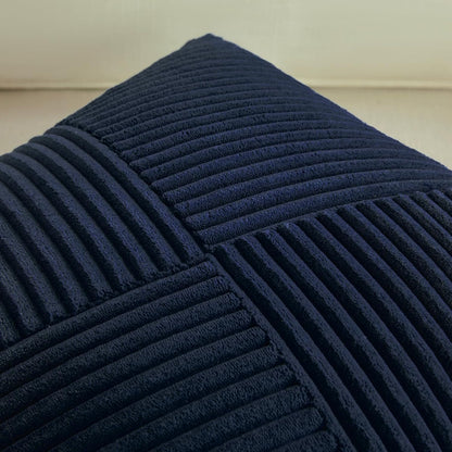 Set of 2 Navy Blue Boho Lumbar Rectangle Decorative Throw Pillow Covers 12X20 Inch with Diagonally Pattern for Couch Bed Sofa, Soft Corduroy Accent Modern Farmhouse Home Decor 30X50 Cm